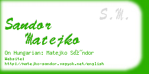 sandor matejko business card
